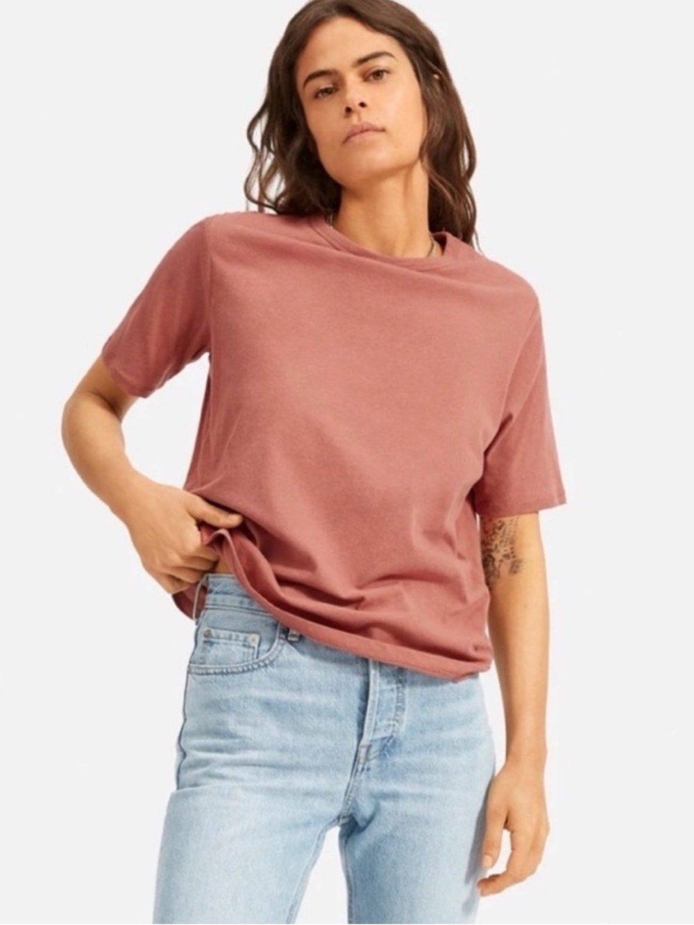 Everlane Airy Organic Cotton and Linen Blend Boxy T Shirt size large